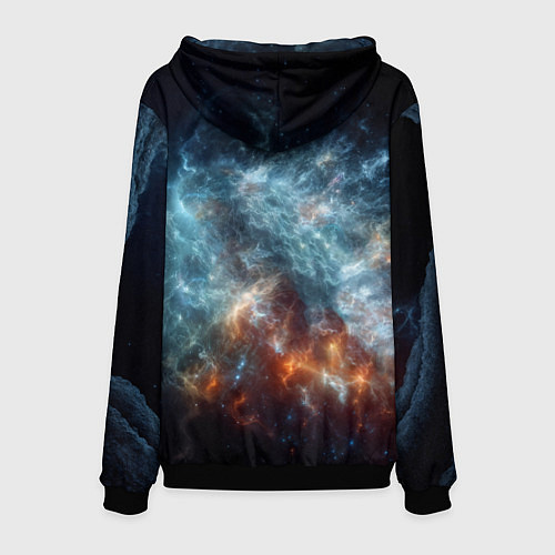 Мужская толстовка Космонавт парит в космосе среди звезд / 3D-Черный – фото 2