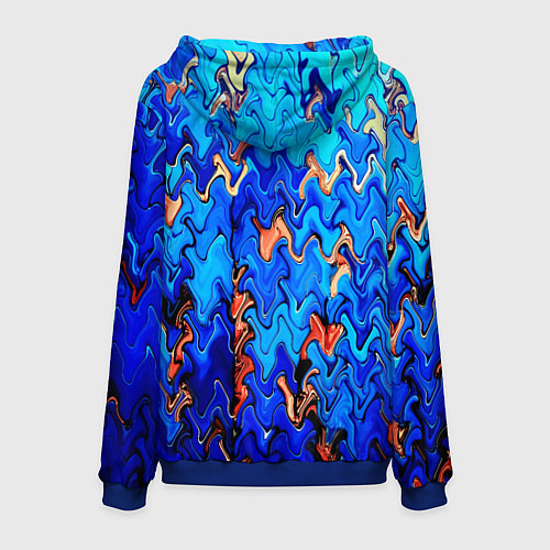 Мужская толстовка Сине-голубой стекающая абстракция / 3D-Синий – фото 2