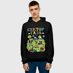 Толстовка-худи мужская Сектор газа, мультяшный стиль, цвет: 3D-черный — фото 2