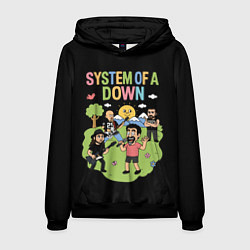 Толстовка-худи мужская System of a Down мультяшный, цвет: 3D-черный