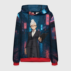 Толстовка-худи мужская Dandadan Seiko в городе с планшетом, цвет: 3D-красный