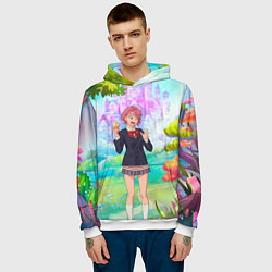 Толстовка-худи мужская Дандадан Сиратори Айра держит мороженое, цвет: 3D-белый — фото 2