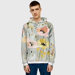 Толстовка-худи мужская Цветы и цветочки, цвет: 3D-белый — фото 2