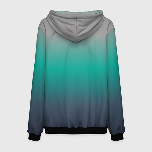 Мужская толстовка Градиент серо-зеленый / 3D-Черный – фото 2