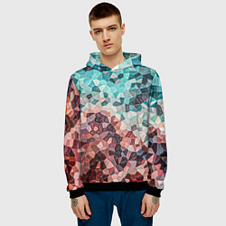 Толстовка-худи мужская Мозаика воспоминаний - текстура, цвет: 3D-черный — фото 2