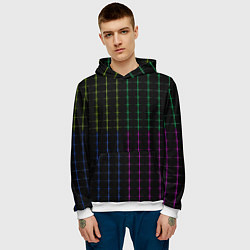 Толстовка-худи мужская Color black multicolored stripes, цвет: 3D-белый — фото 2