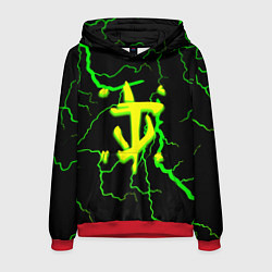 Толстовка-худи мужская Doom кислотный шторм молнии, цвет: 3D-красный