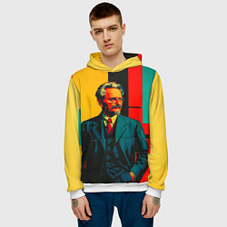 Толстовка-худи мужская Лев Троцкий поп-арт, цвет: 3D-белый — фото 2