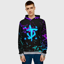 Толстовка-худи мужская Doom неоновые штрихи, цвет: 3D-меланж — фото 2