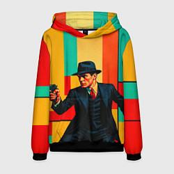 Толстовка-худи мужская Мужчина с пистолетом поп-арт, цвет: 3D-черный