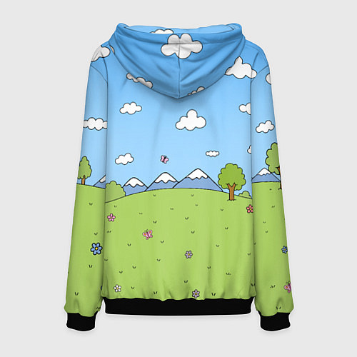 Мужская толстовка Linkin Park мультяшный стиль на поляне / 3D-Черный – фото 2