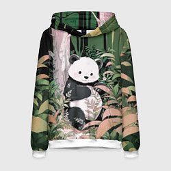 Толстовка-худи мужская Панда в лесу, цвет: 3D-белый