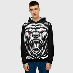 Толстовка-худи мужская Яростный медведь, цвет: 3D-черный — фото 2