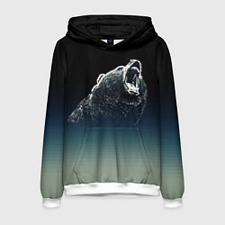 Толстовка-худи мужская Бурый в гневе - градиент, цвет: 3D-белый