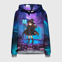 Толстовка-худи мужская Аниме девочка маг с волшебных посохом, цвет: 3D-меланж