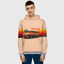 Толстовка-худи мужская ПАЗ 652 ретро автобус поп-арт, цвет: 3D-меланж — фото 2