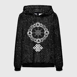 Толстовка-худи мужская Шлем ужаса агисхьяльм в кельтском узле, цвет: 3D-черный