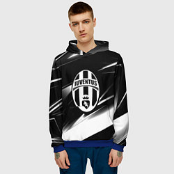Толстовка-худи мужская Juventus geometry stripes black, цвет: 3D-синий — фото 2
