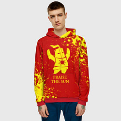 Толстовка-худи мужская Praise the sun - dark souls, цвет: 3D-красный — фото 2