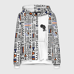 Толстовка-худи мужская Африканский узор, цвет: 3D-белый