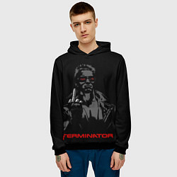 Толстовка-худи мужская Terminator - fuck you, цвет: 3D-черный — фото 2
