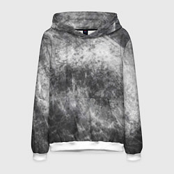 Толстовка-худи мужская Абстракция - black and white metal scuffs, цвет: 3D-белый