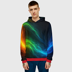 Толстовка-худи мужская Разноцветный огонь абстракция, цвет: 3D-красный — фото 2