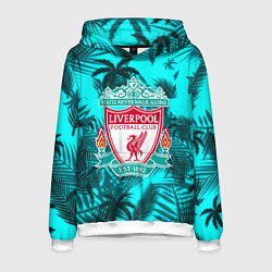 Толстовка-худи мужская Ливерпуль голубые тропики, цвет: 3D-белый