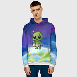Толстовка-худи мужская Малыш инопланетянин с молоком, цвет: 3D-белый — фото 2