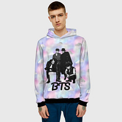 Толстовка-худи мужская BTS черно-белый стиль, цвет: 3D-черный — фото 2