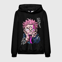 Толстовка-худи мужская Итадори с Сукуна на руке, цвет: 3D-черный