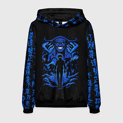 Толстовка-худи мужская Поднятие уровня в одиночку с иероглифами, цвет: 3D-черный