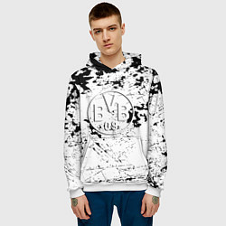 Толстовка-худи мужская Borussia черно белые краски, цвет: 3D-белый — фото 2