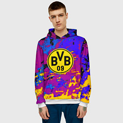 Толстовка-худи мужская Borussia абстрактные краски, цвет: 3D-белый — фото 2