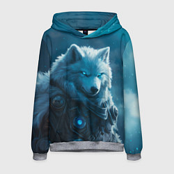 Толстовка-худи мужская Воин волк зимой, цвет: 3D-меланж