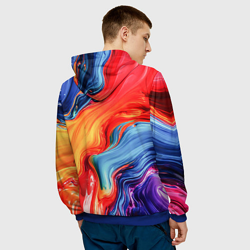 Мужская толстовка Красно-синие масляные краски смешение абстракция / 3D-Синий – фото 4