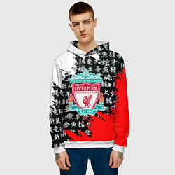 Толстовка-худи мужская Ливерпуль китайские символы краски, цвет: 3D-белый — фото 2