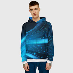 Толстовка-худи мужская Абстракция волнистых линий, цвет: 3D-белый — фото 2