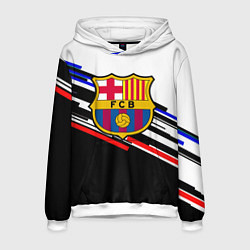 Толстовка-худи мужская Barcelona полосы текстура спорт, цвет: 3D-белый