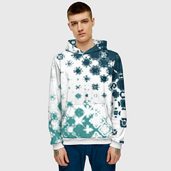 Толстовка-худи мужская Узорчатые пятна по диагонали, цвет: 3D-белый — фото 2