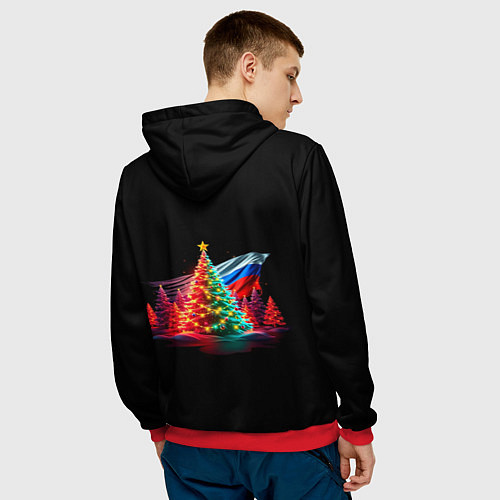 Мужская толстовка Ёлочные чудеса / 3D-Красный – фото 4