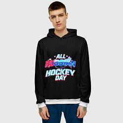 Толстовка-худи мужская Hockey day, цвет: 3D-белый — фото 2
