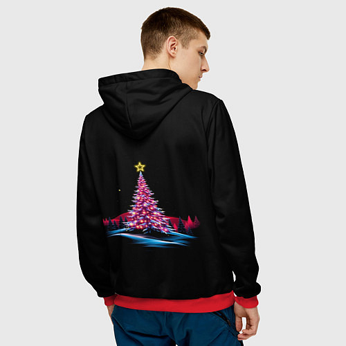 Мужская толстовка New year eve in the forest / 3D-Красный – фото 4