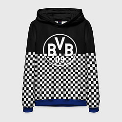 Толстовка-худи мужская Borussia шахматная клетка, цвет: 3D-синий