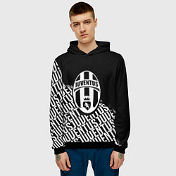 Толстовка-худи мужская Ювентус надписи лого, цвет: 3D-черный — фото 2
