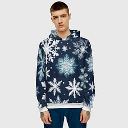 Толстовка-худи мужская Снежное небо, цвет: 3D-белый — фото 2