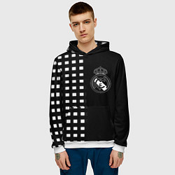 Толстовка-худи мужская Real Madrid клетка, цвет: 3D-белый — фото 2