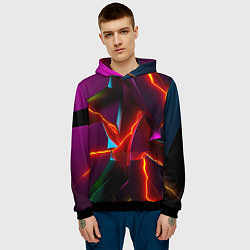 Толстовка-худи мужская Fractures multicolored tiles, цвет: 3D-черный — фото 2