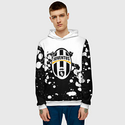 Толстовка-худи мужская Juventus белые краски текстура, цвет: 3D-белый — фото 2