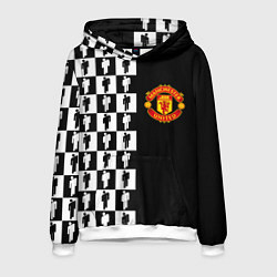 Толстовка-худи мужская Манчестер Юнайтед текстура люди, цвет: 3D-белый